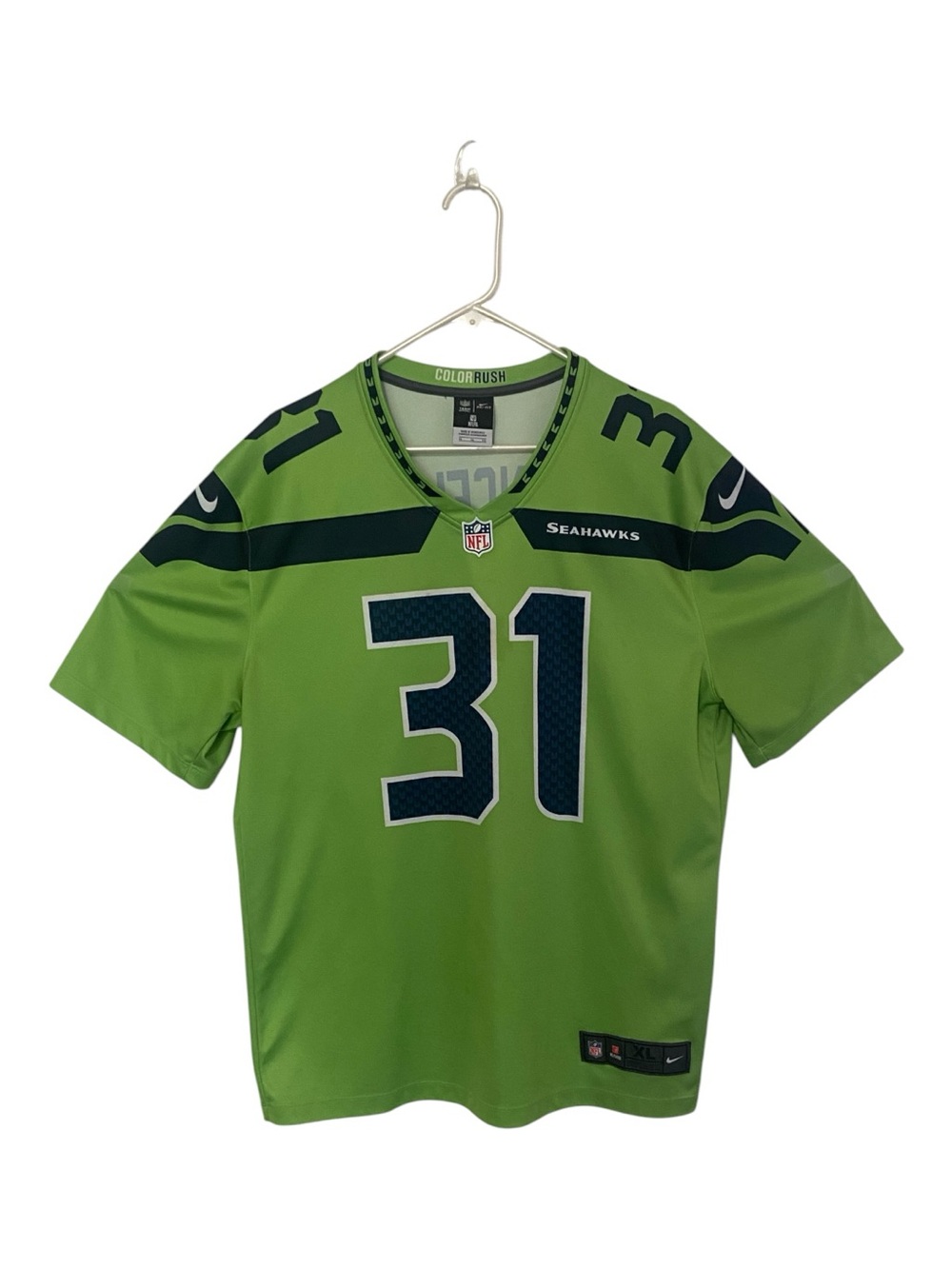 Nike Seahawks #31 Chancellor Lime Green and Navy Football Jersey